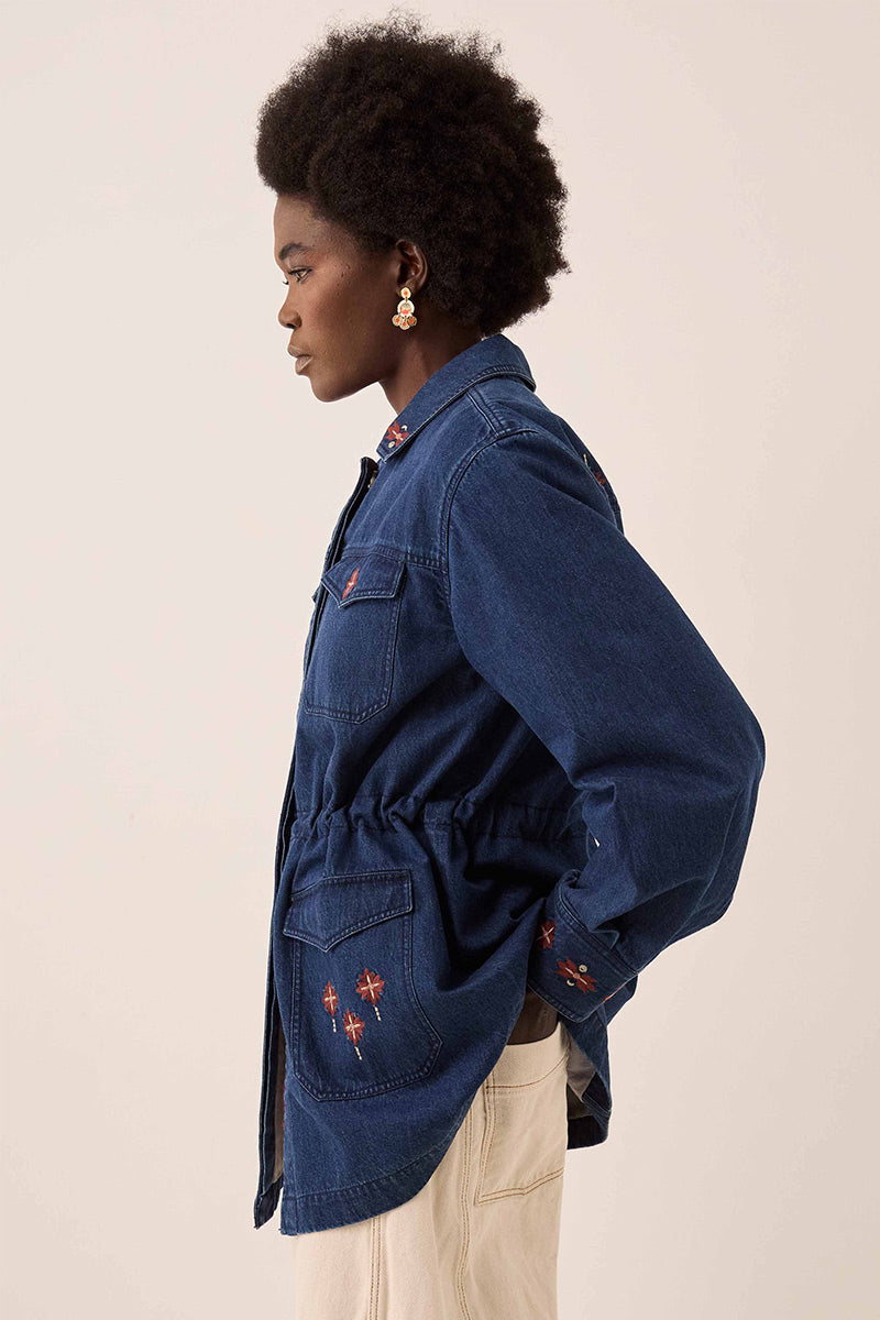 Marion Indigo Denim Embroidered Jacket