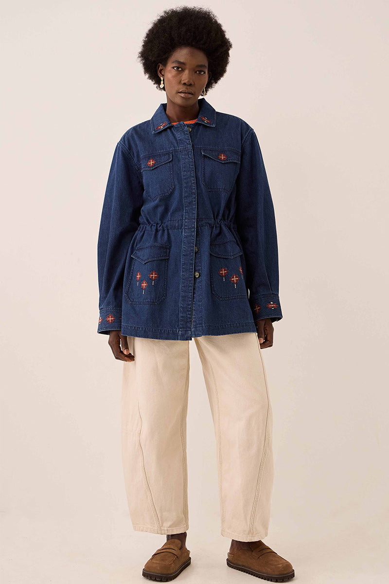Marion Indigo Denim Embroidered Jacket