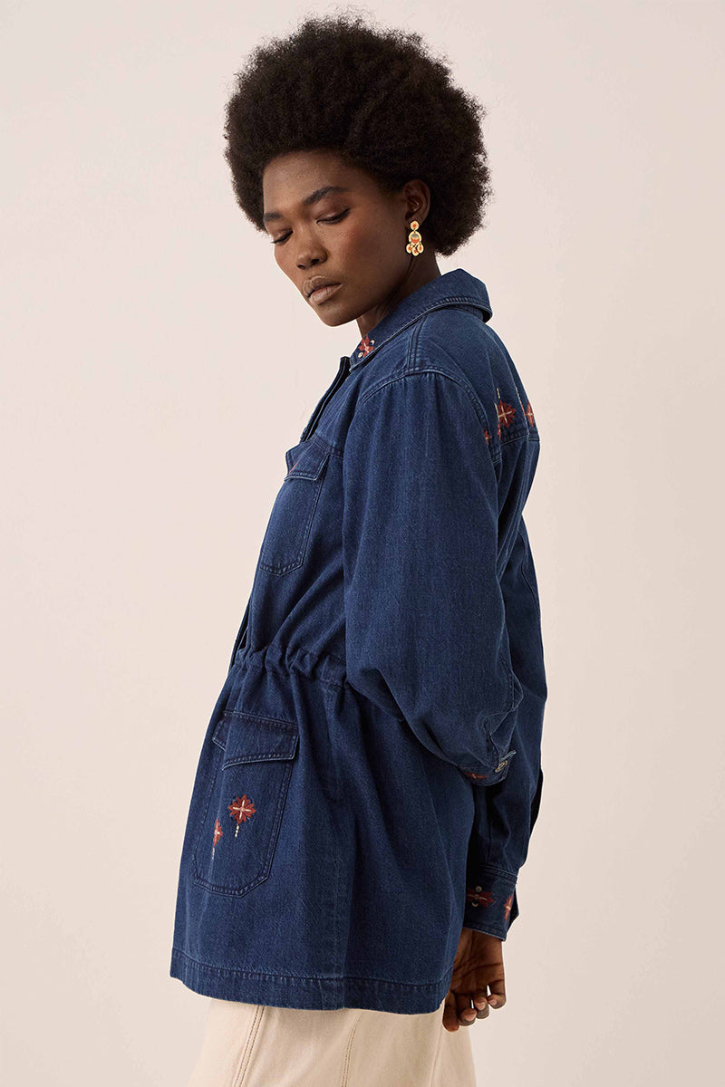 Marion Indigo Denim Embroidered Jacket