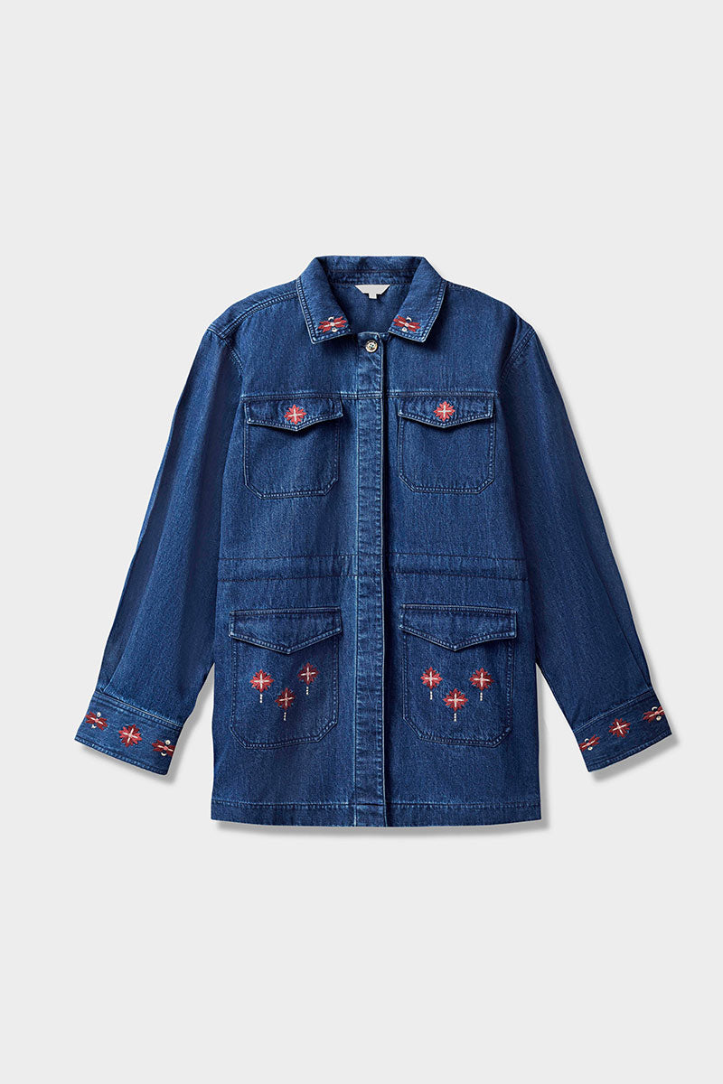 Marion Indigo Denim Embroidered Jacket