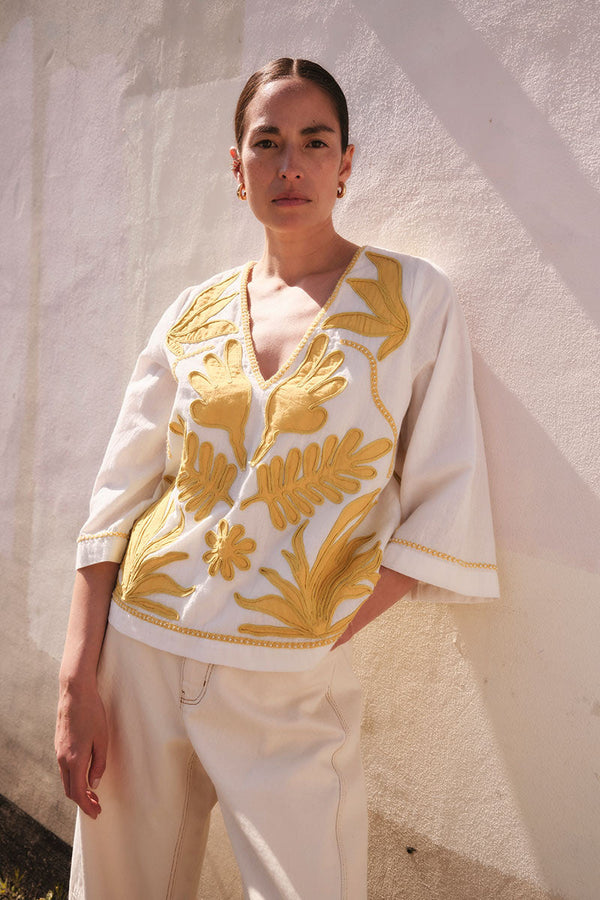 Mella Applique Cotton Top