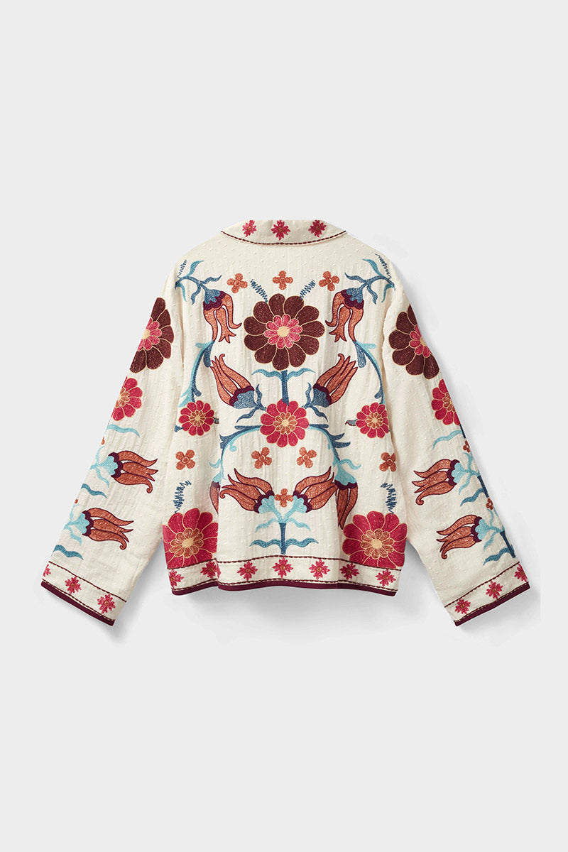 Odeline Floral Embroidered Cotton Jacket