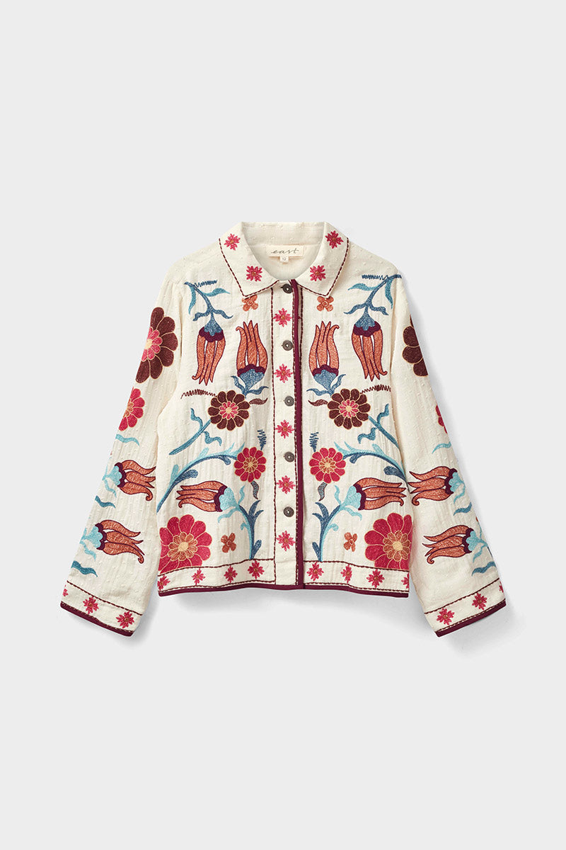 Odeline Floral Embroidered Cotton Jacket