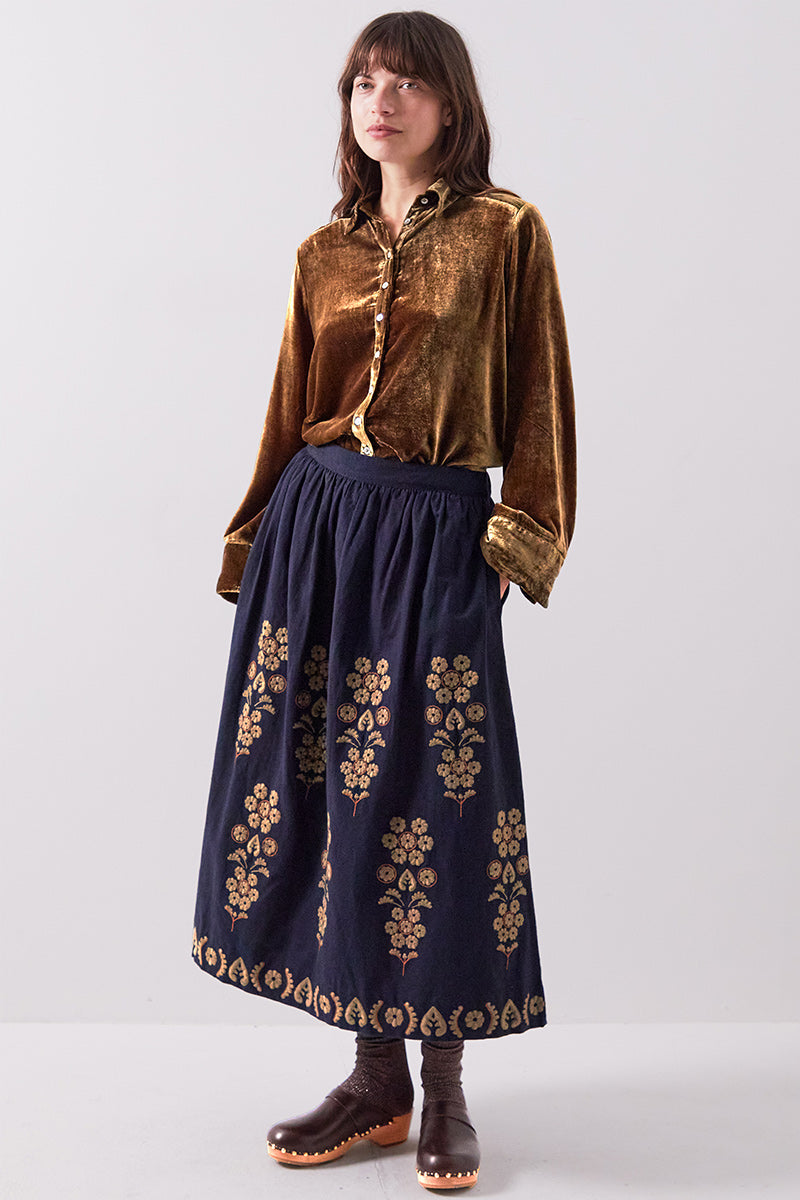 Sophia Embroidered Floral Midi Skirt