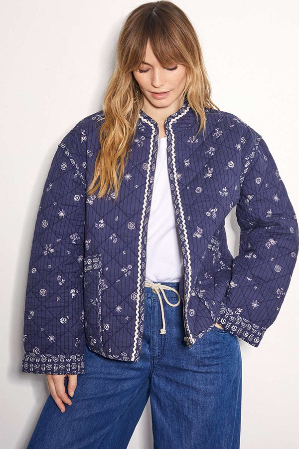 Sumitra Navy Quilted Jacket