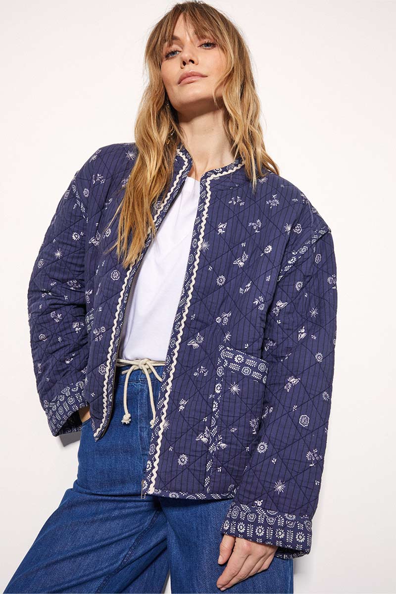 Sumitra Navy Quilted Jacket