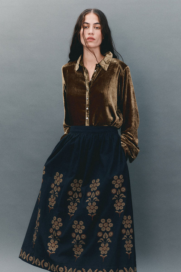 Sophia Embroidered Floral Midi Skirt