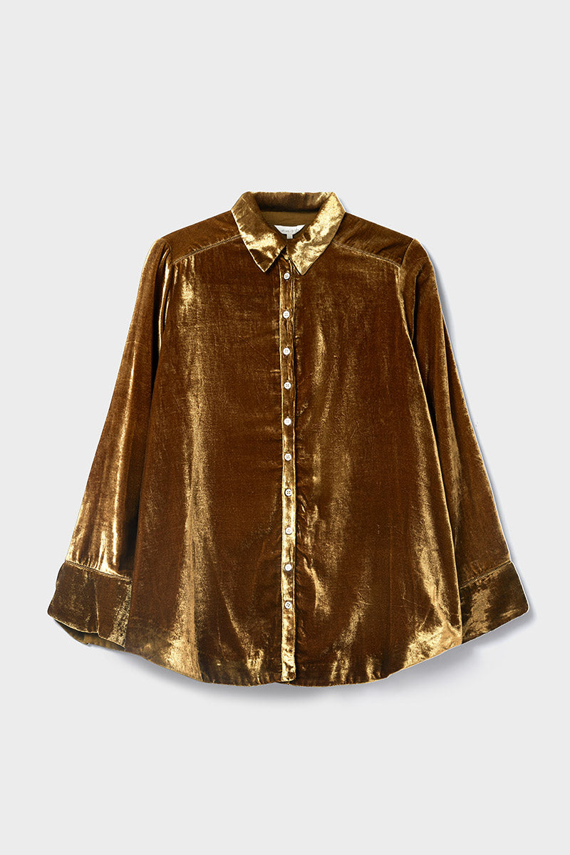Rumi Velvet Relaxed Button-down Shirt