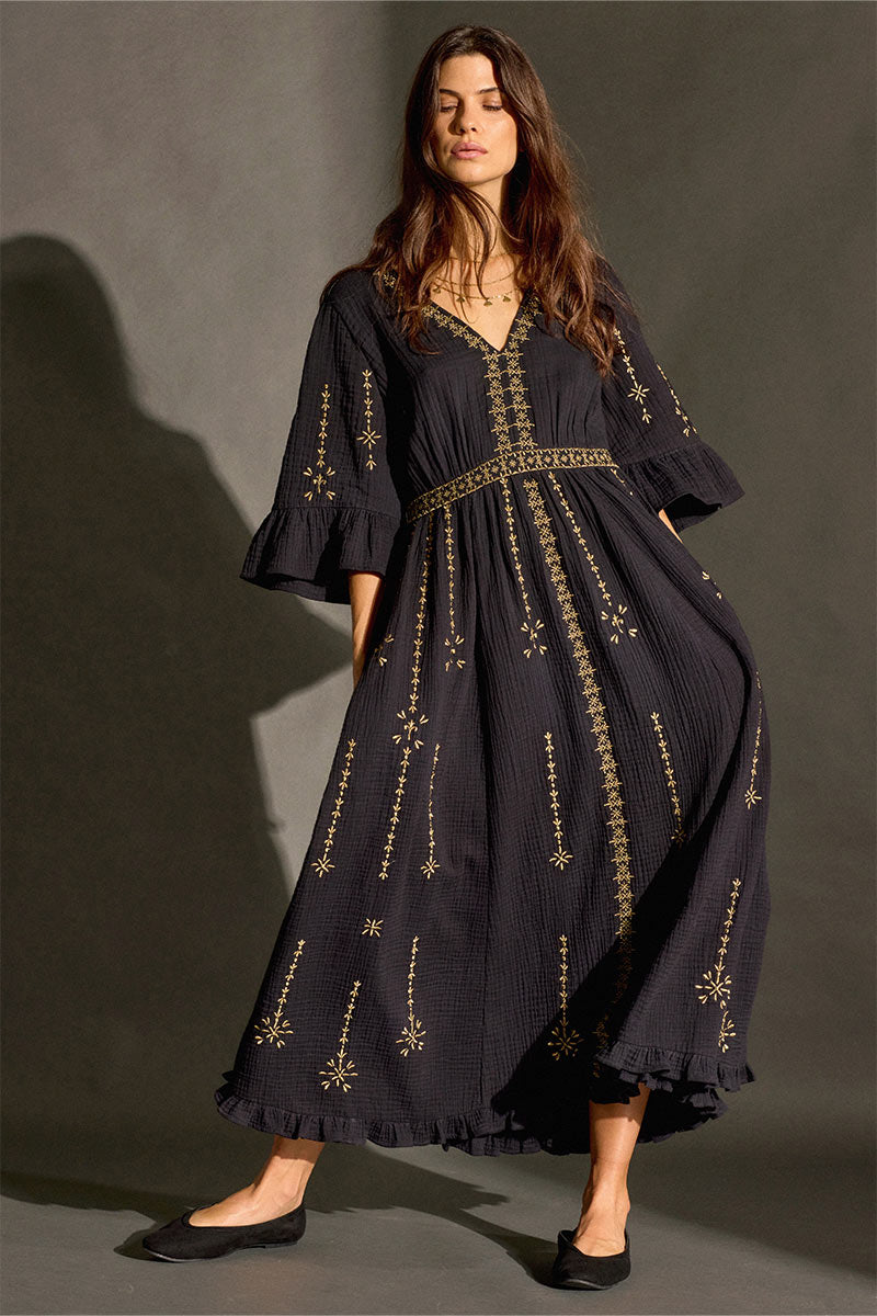 Victoria Gold Embroidered Dress