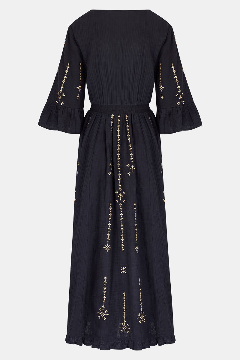 Victoria Gold Embroidered Dress