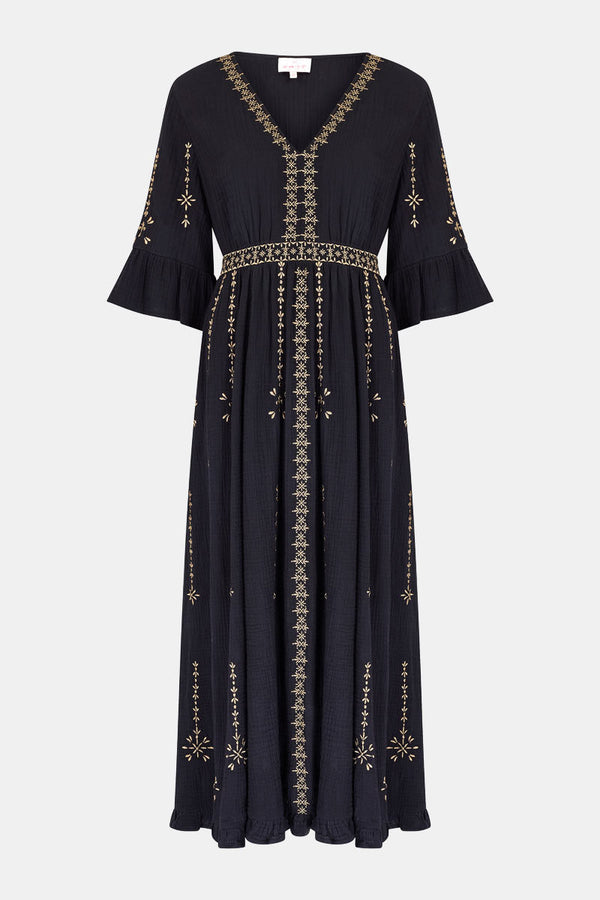 Victoria Gold Embroidered Dress