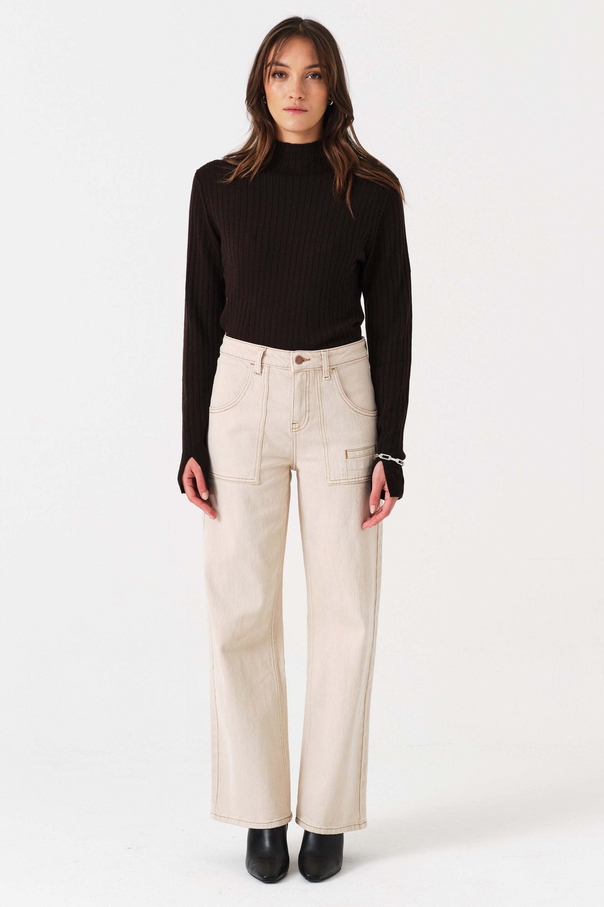 Eden Wide Leg Jean in Pebble - seventy + mochi