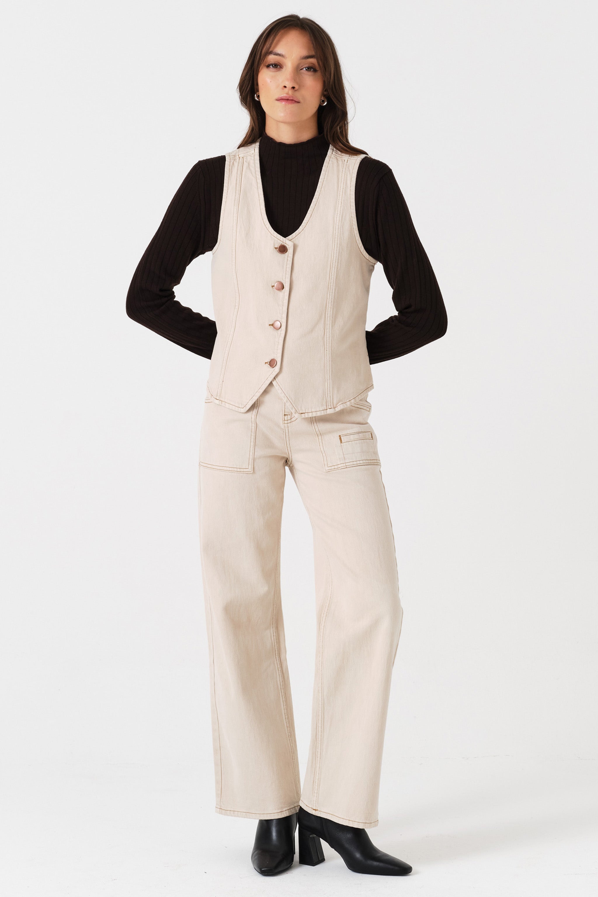 Eden Wide Leg Jean in Pebble - seventy + mochi