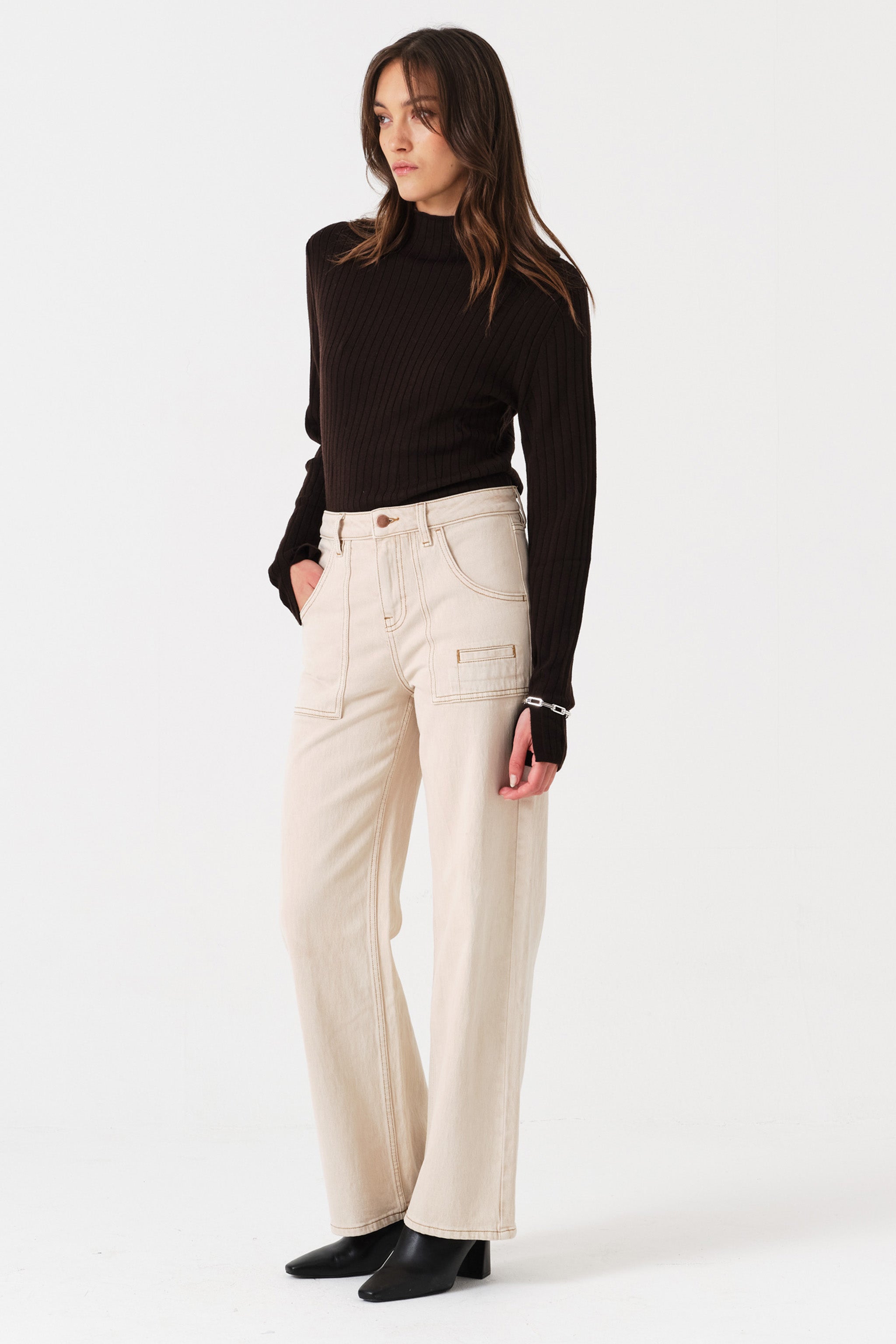 Eden Wide Leg Jean in Pebble - seventy + mochi