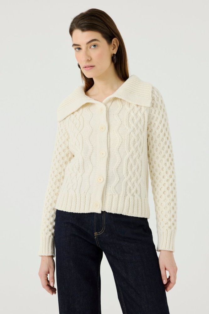 January: Sea Salt Merino Wool Cardigan
