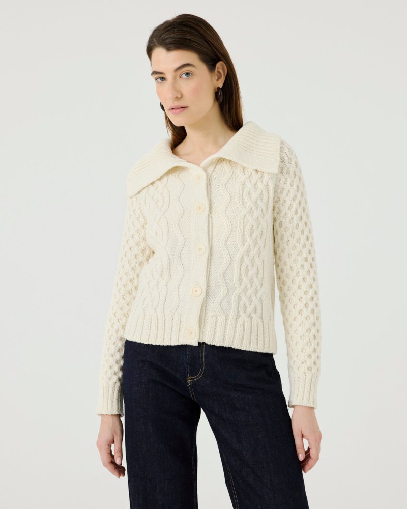 January: Sea Salt Merino Wool Cardigan