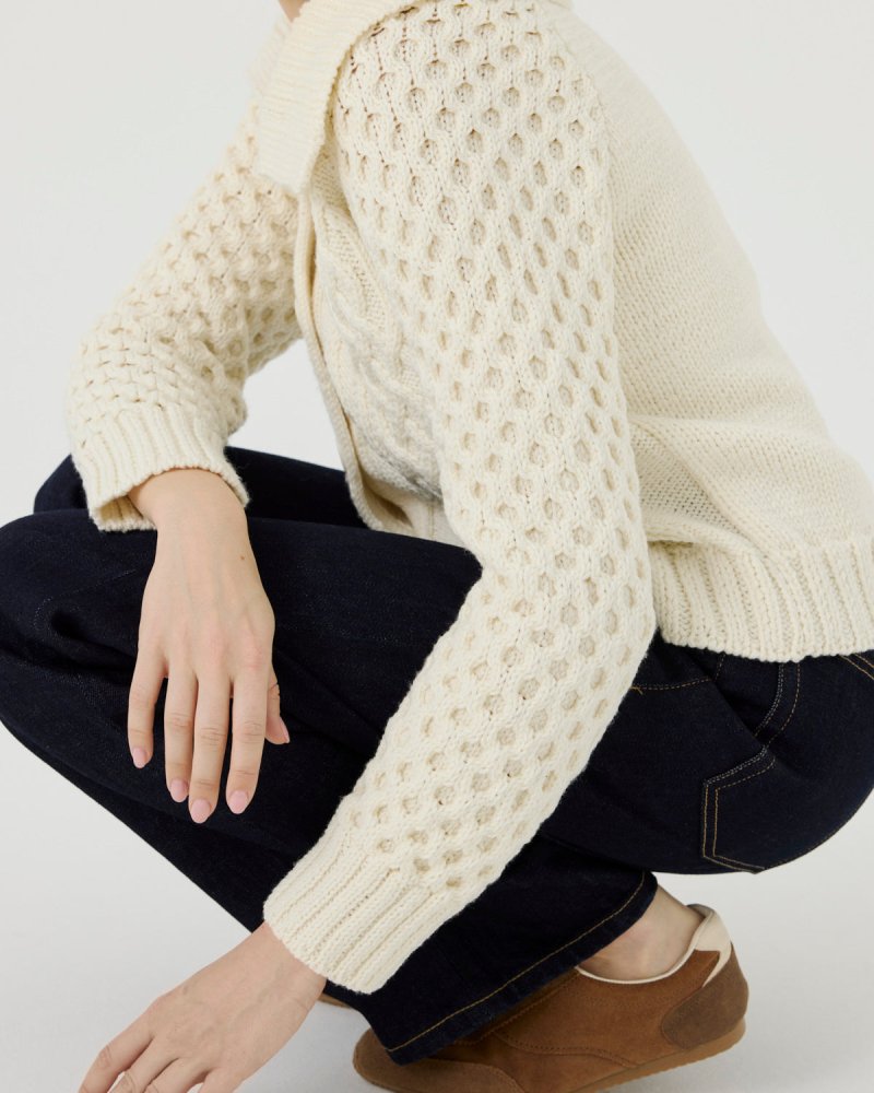 January: Sea Salt Merino Wool Cardigan