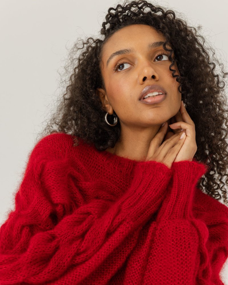 Jūra: Poppy Red Silk & Mohair Sweater