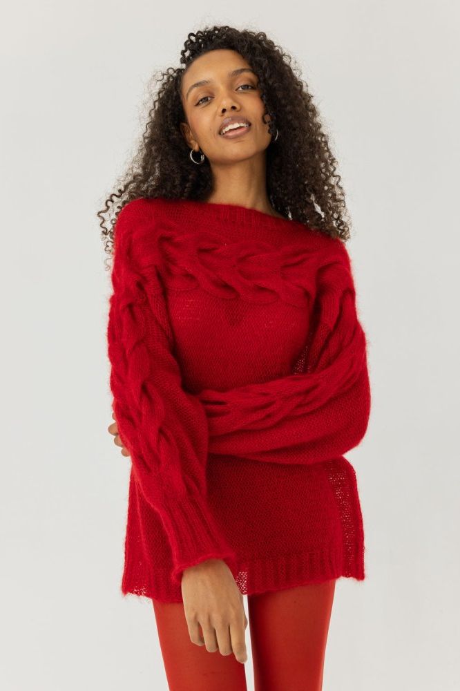 Jūra: Poppy Red Silk & Mohair Sweater