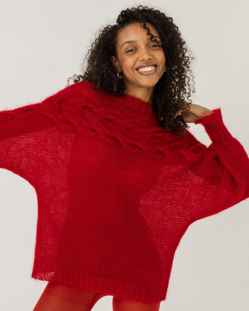 Jūra: Poppy Red Silk & Mohair Sweater
