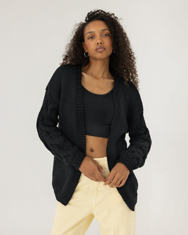 Kovas: Raven Black Cotton Cardigan