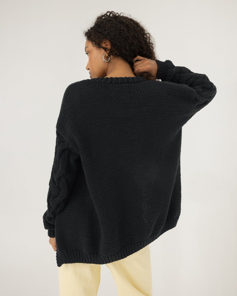 Kovas: Raven Black Cotton Cardigan