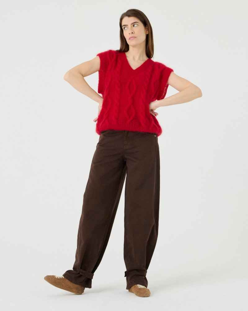 Laimė: Poppy Red Silk & Mohair Vest
