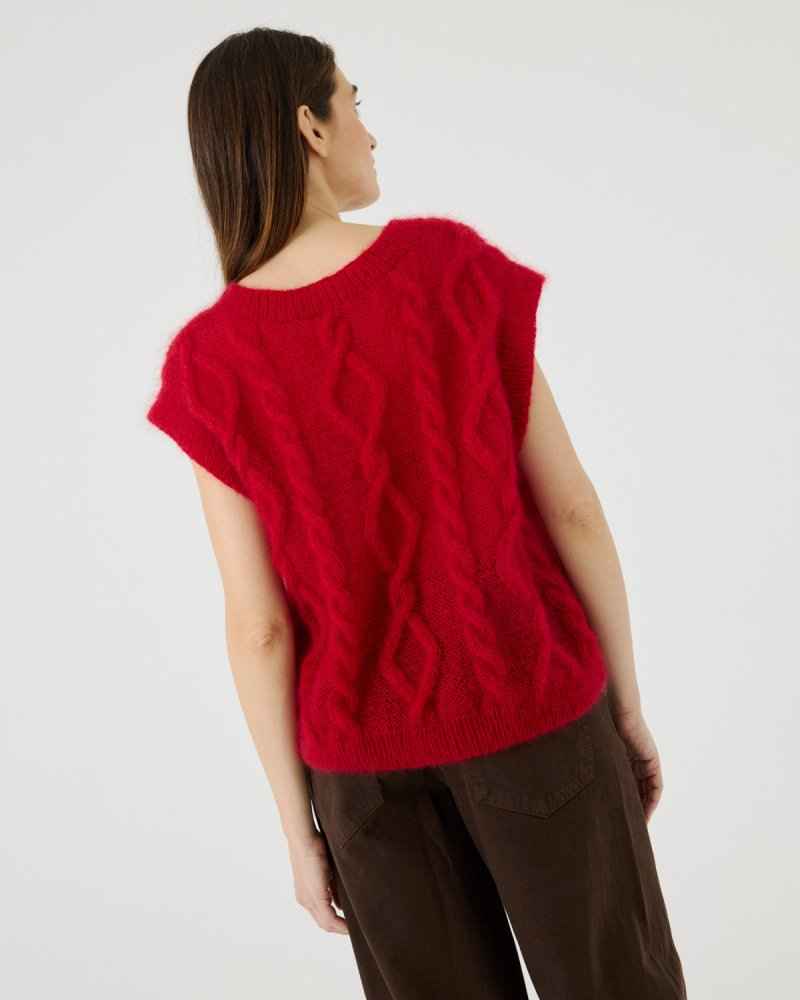 Laimė: Poppy Red Silk & Mohair Vest