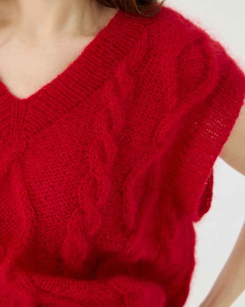 Laimė: Poppy Red Silk & Mohair Vest