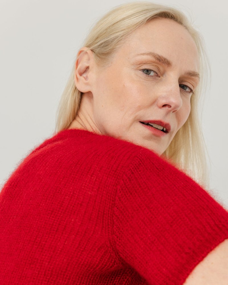 Lašas: Poppy Red Mohair & Silk Top
