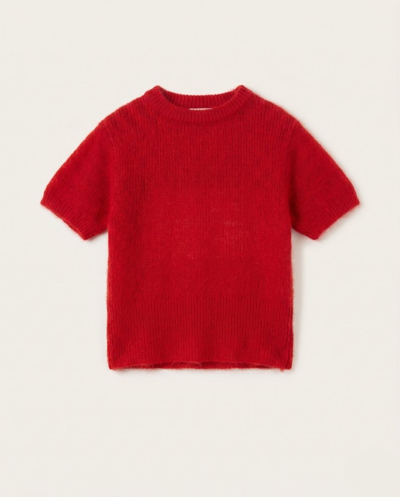Lašas: Poppy Red Mohair & Silk Top