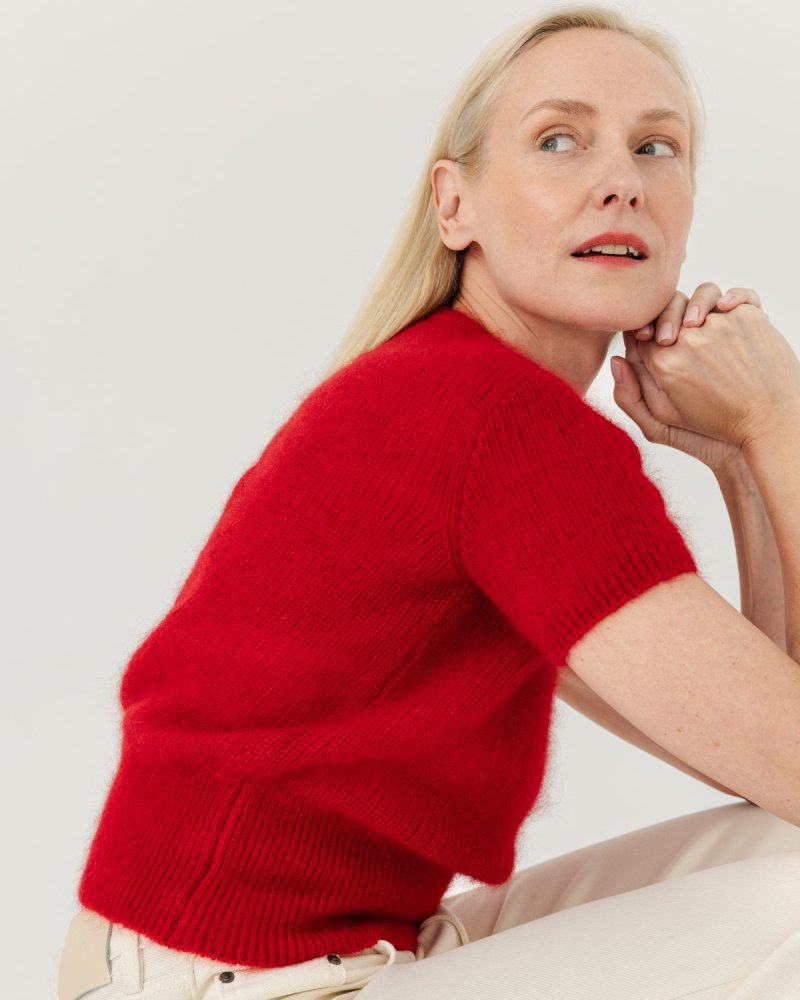 Lašas: Poppy Red Mohair & Silk Top