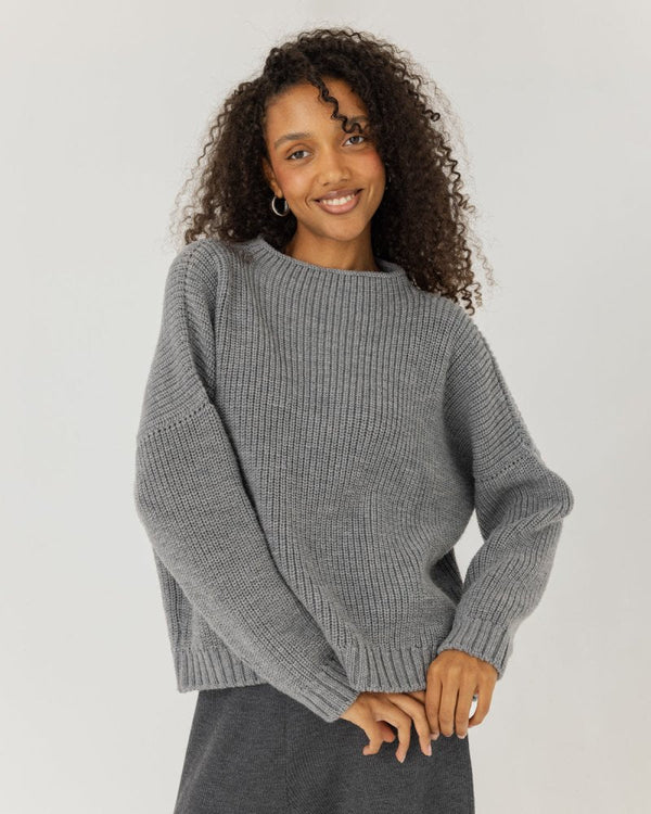 Laumės: Fog Grey Merino Wool Sweater