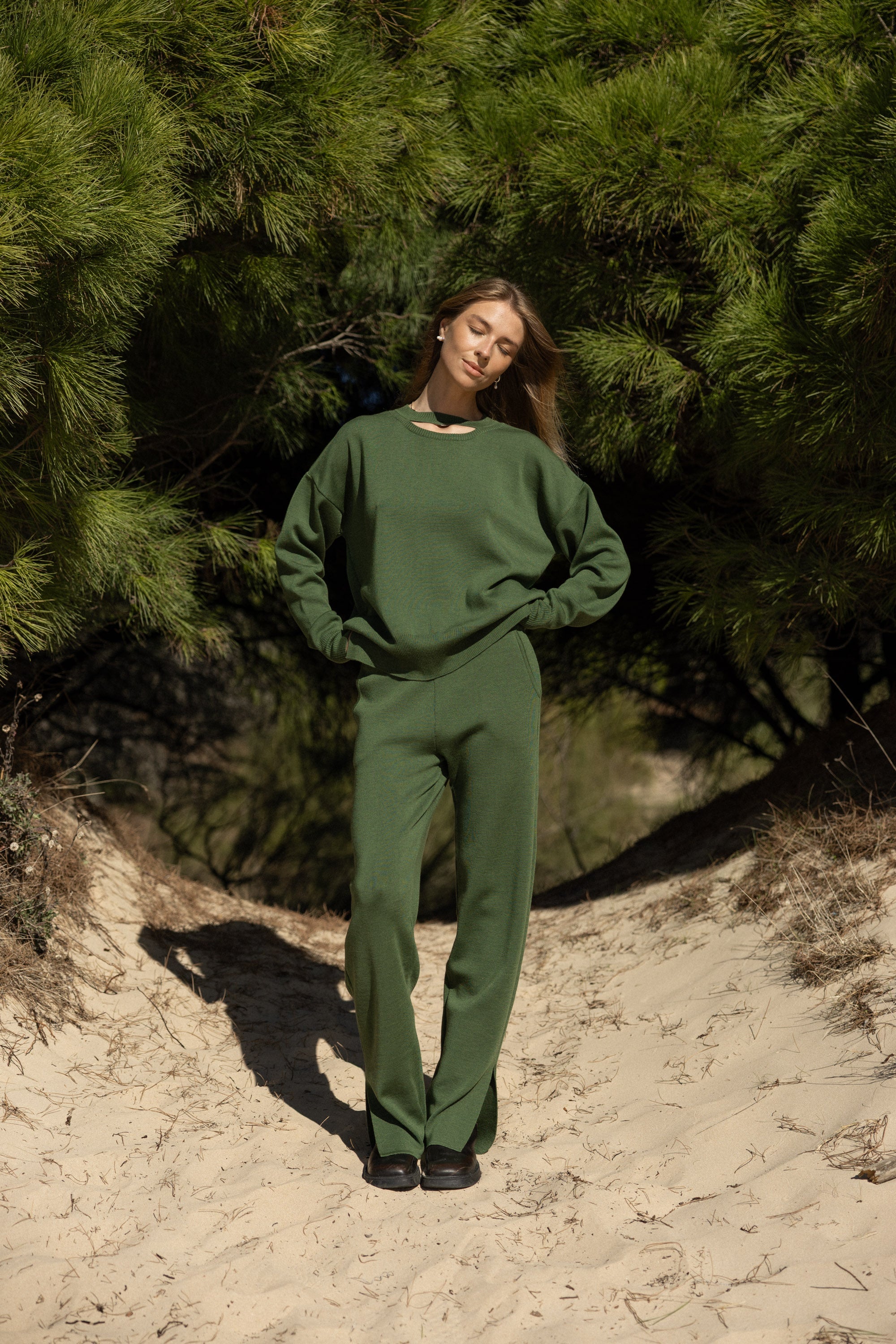 Ora 100% Merino Pants Olive Green