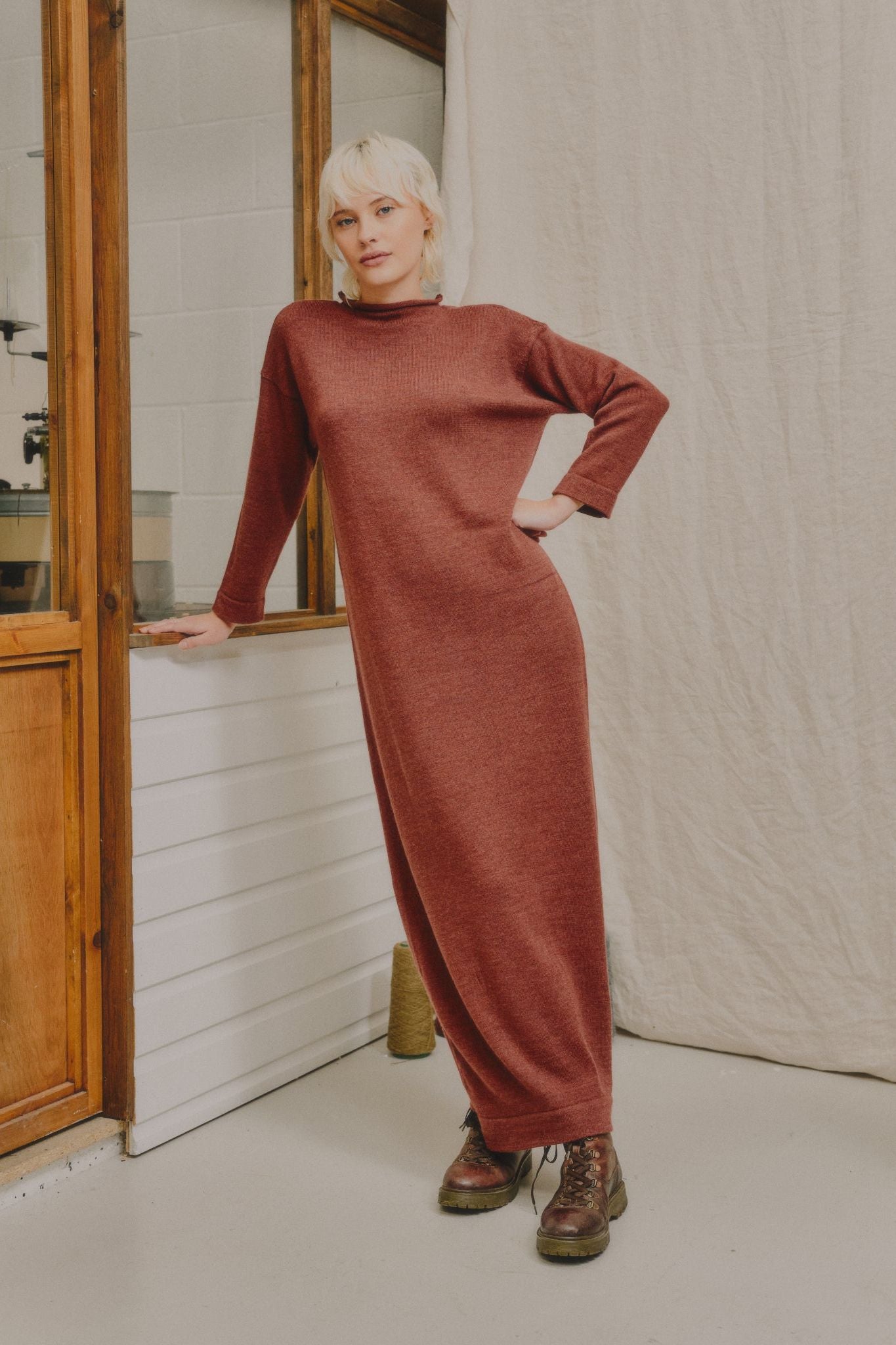 The Seasgair Naturally Dyed Merino Wool Maxi Dress in Heather
