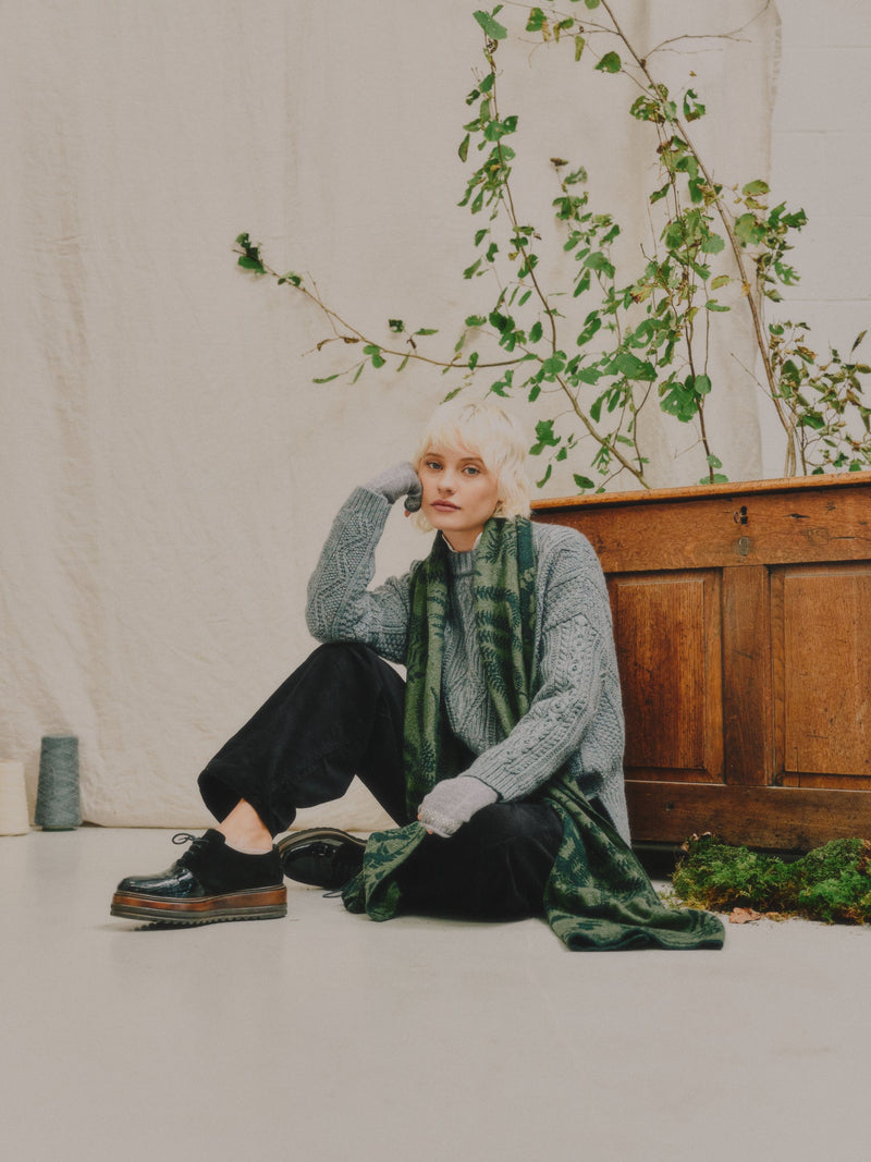 The Raith Fine Merino Wool Scarf - In Pine & Forest