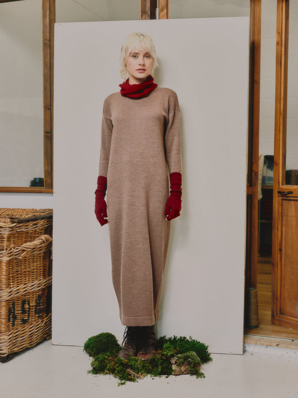 The Seasgair Naturally Dyed Merino Wool Maxi Dress in Mushroom