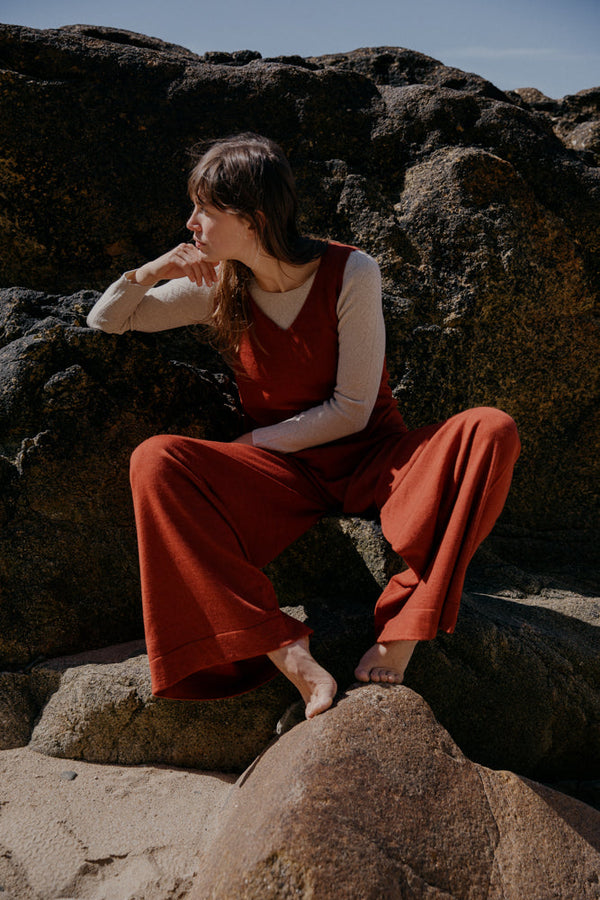 The Mori Fine Merino Wool Jumpsuit in Henna