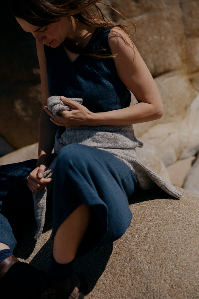 The Mori Fine Merino Wool Jumpsuit in Indigo
