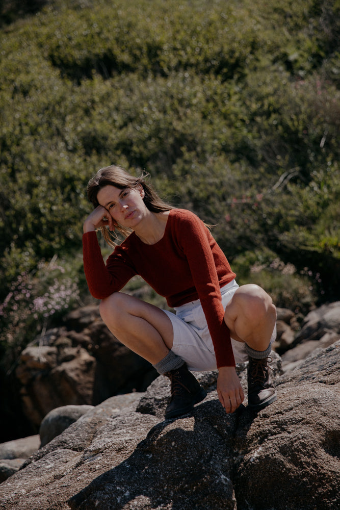 'Tricot de Peau' Fine Merino Base Layer in Henna