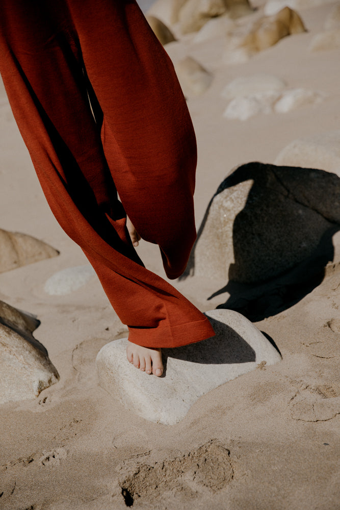 The Mori Fine Merino Wool Jumpsuit in Henna