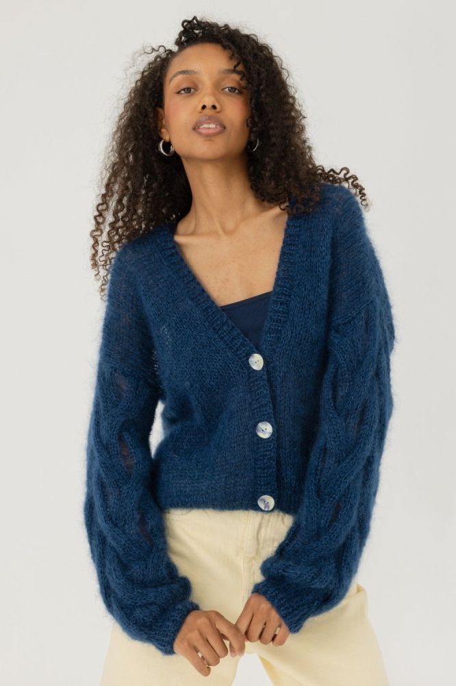 Pagunda: Midnight Blue Mohair & Silk Cardigan