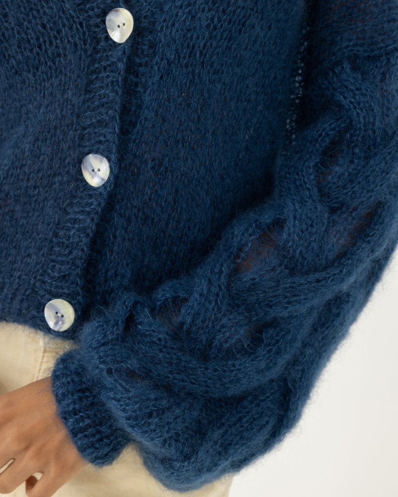Pagunda: Midnight Blue Mohair & Silk Cardigan