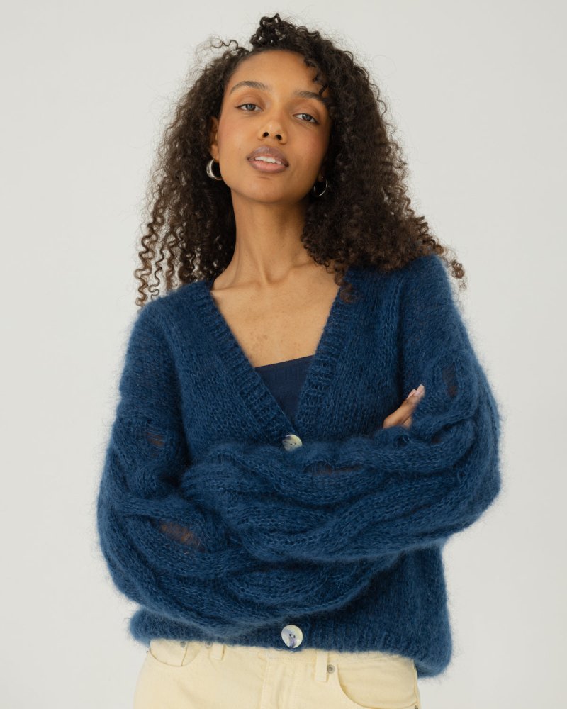 Pagunda: Midnight Blue Mohair & Silk Cardigan
