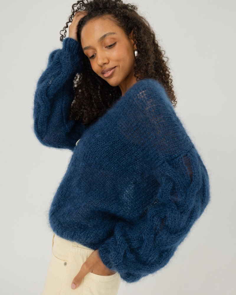 Pagunda: Midnight Blue Mohair & Silk Cardigan