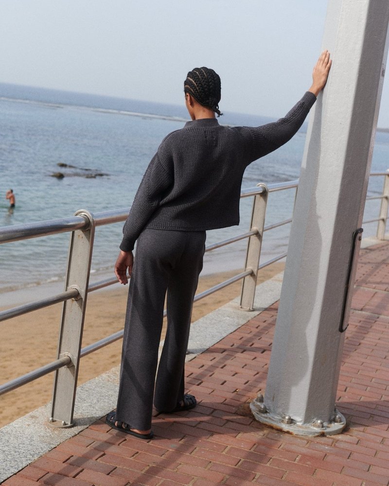 Preila: Charcoal Merino Wool Cardigan