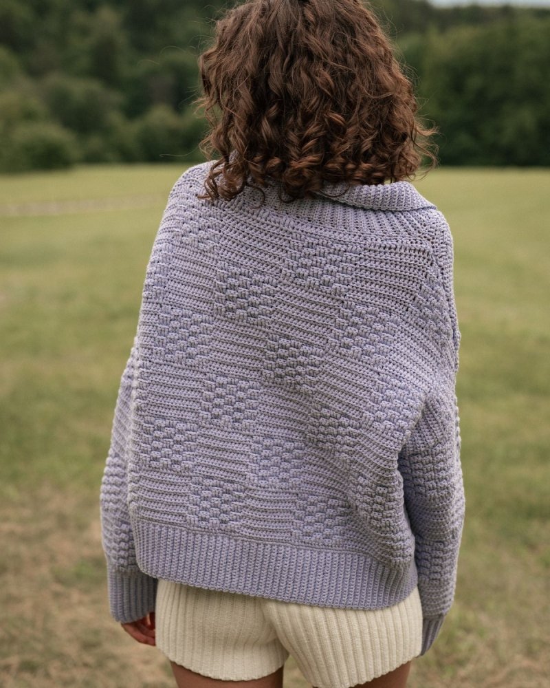 Prietema: Lilac Crochet Cotton Jacket