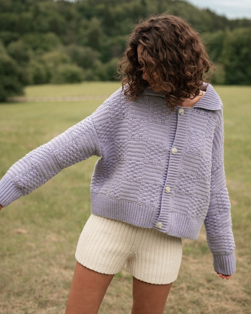 Prietema: Lilac Crochet Cotton Jacket