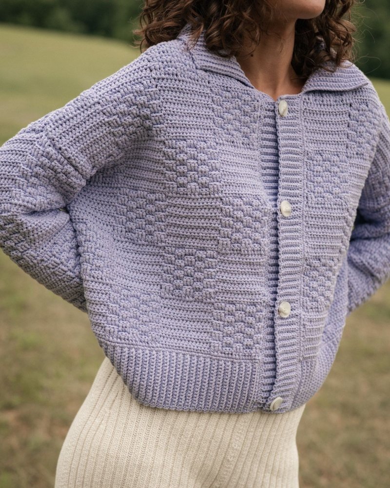 Prietema: Lilac Crochet Cotton Jacket