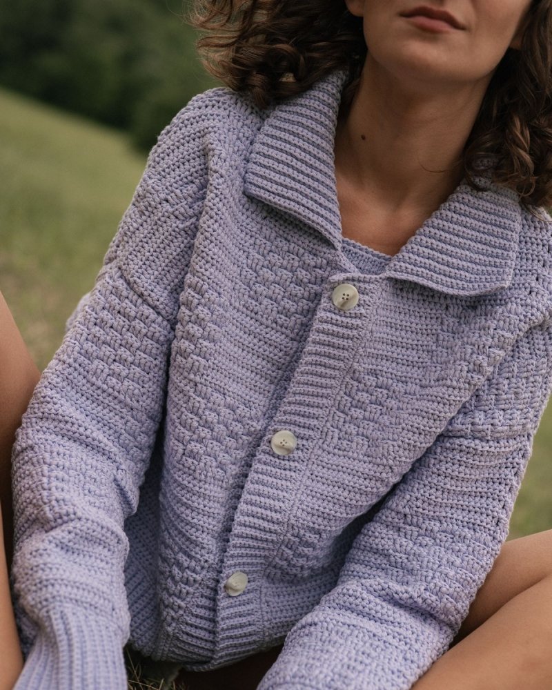 Prietema: Lilac Crochet Cotton Jacket